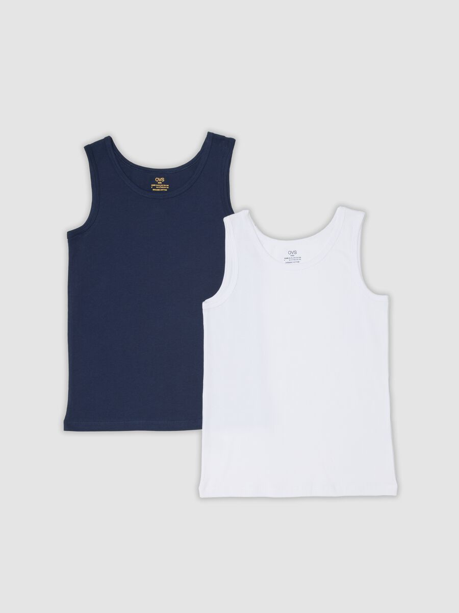 2-pack of boys&rsquo; blue and white organic cotton vests_0