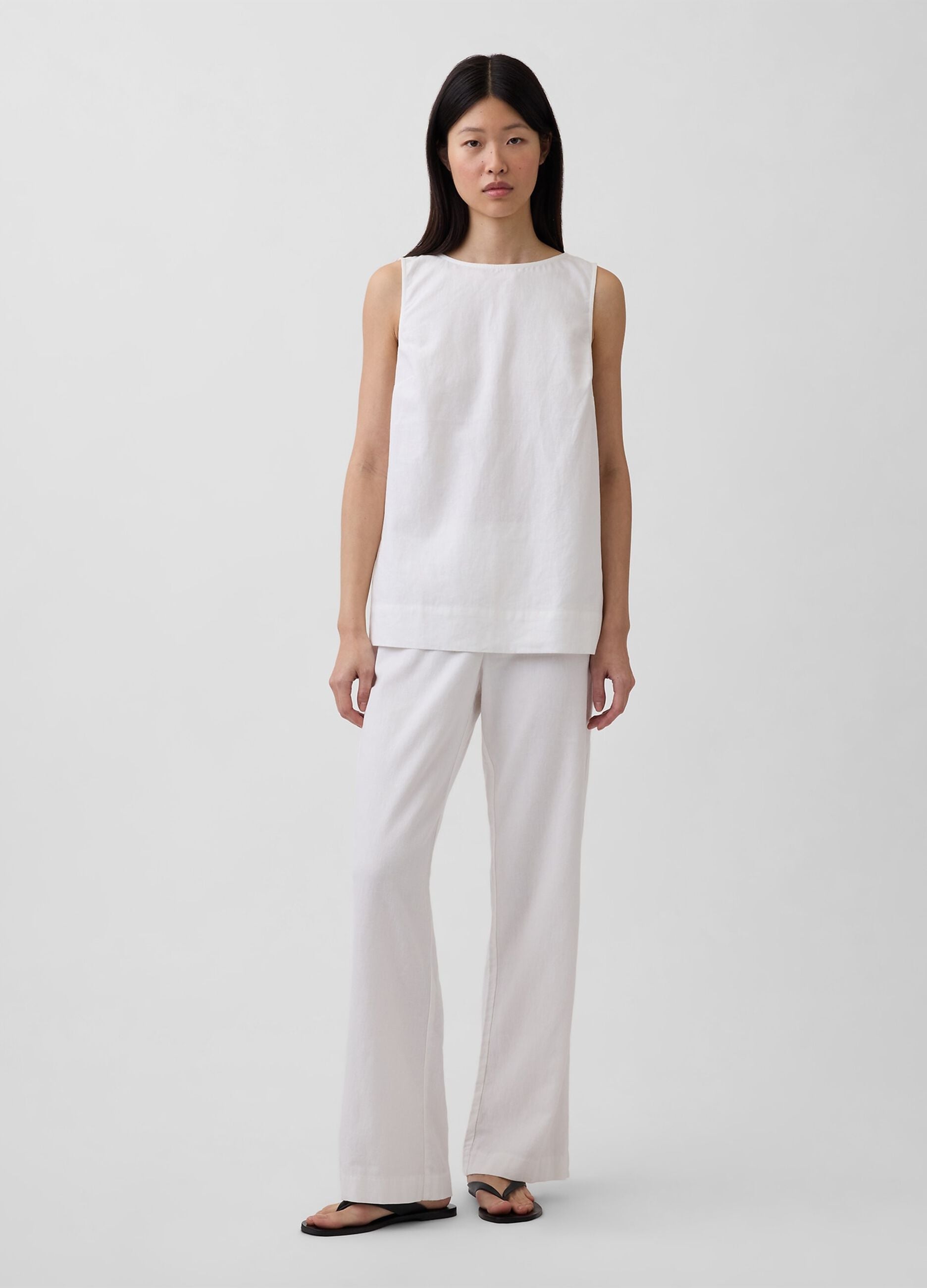 Sleeveless linen-blend top