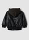 Black padded hooded zip-up bomber jacket for boys_2