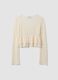 White stretch top with deep V-neck and ruffle trim_6