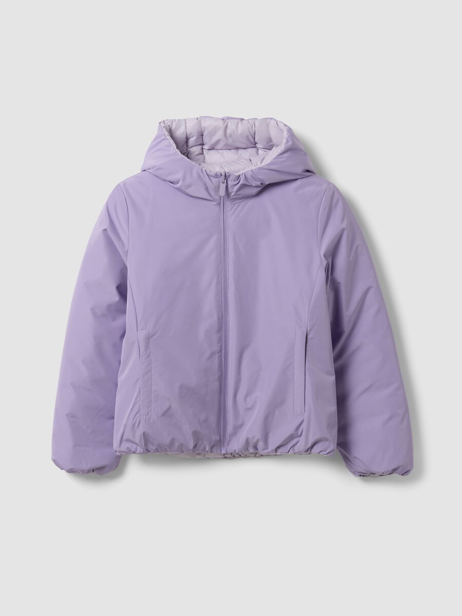 Giacca Ultralight viola reversibile con cappuccio e zip per ragazza_4