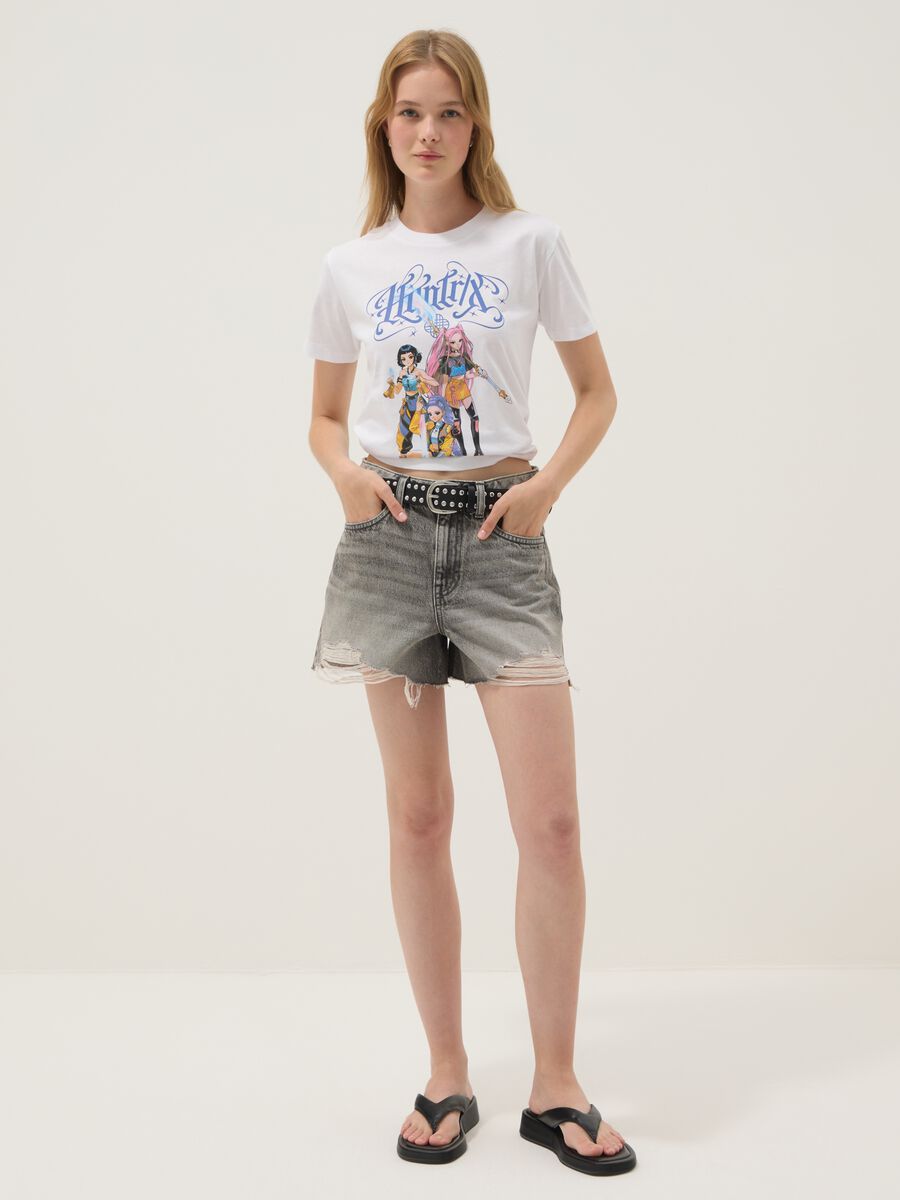 White pure cotton T-shirt regular fit with print_1