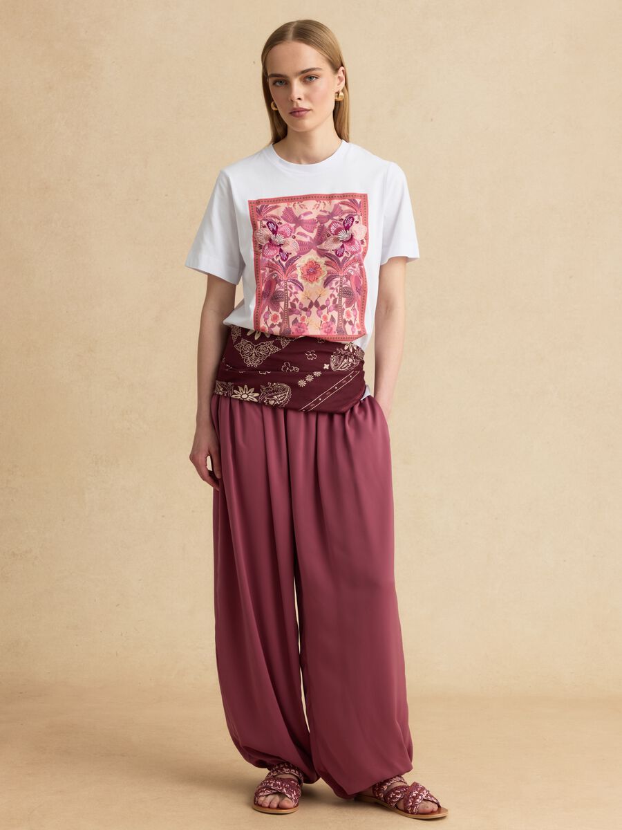 White pure cotton T-shirt with floral print_2