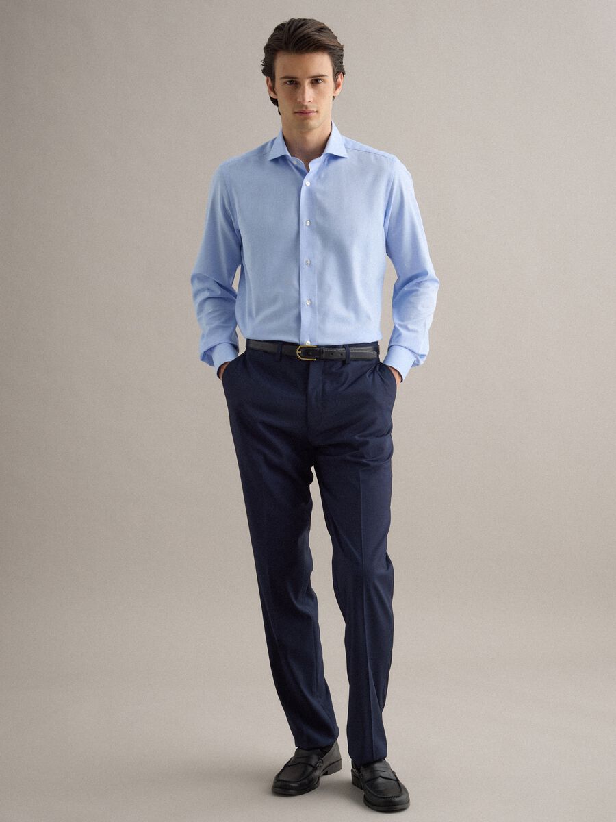 Camicia in puro cotone azzurra slim fit_1