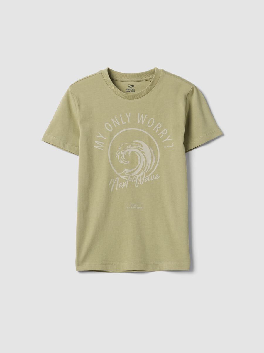 Green short-sleeved T-shirt in 100% organic cotton for boys_3