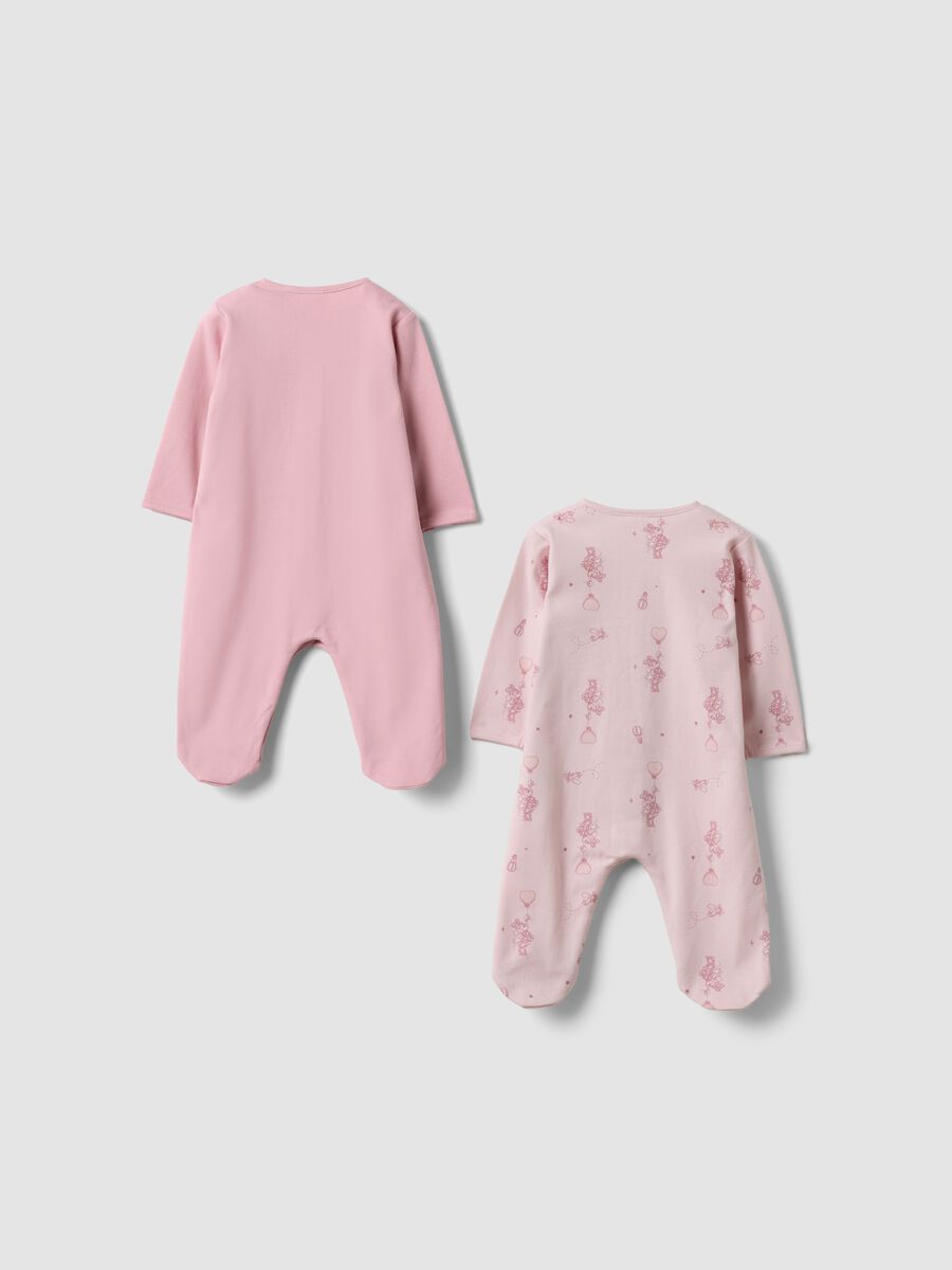 2-pack pink sleepsuits in pure organic cotton with Minnie & Me print for baby girl_1