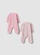 2-pack pink sleepsuits in pure organic cotton with Minnie & Me print for baby girl_1