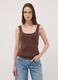 Brown fitted stretch-cotton tank top_1