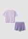 Girls&rsquo; purple short pyjamas in 100% organic cotton with slogan_1