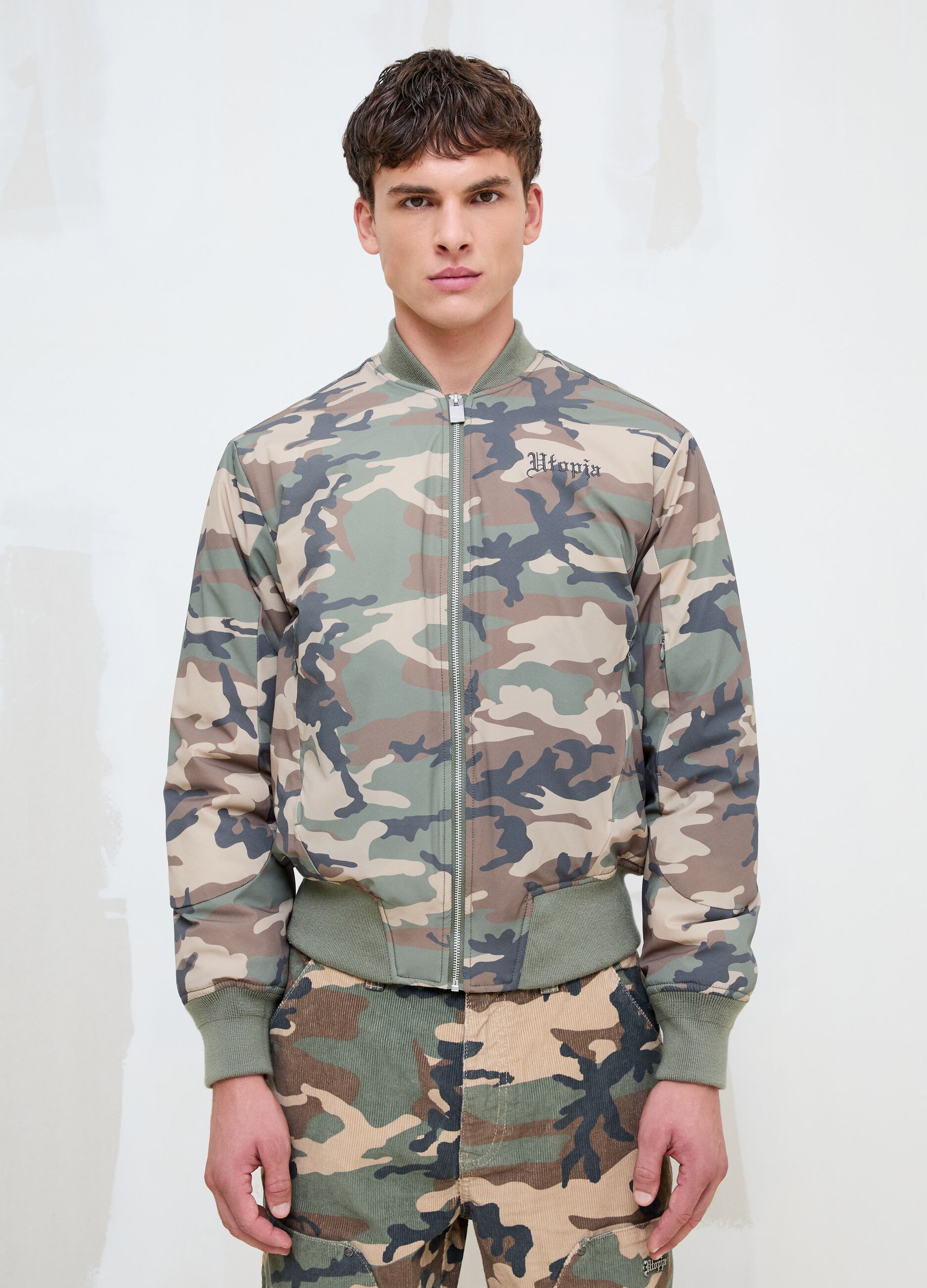 Nylon Camo Bomber Jacket