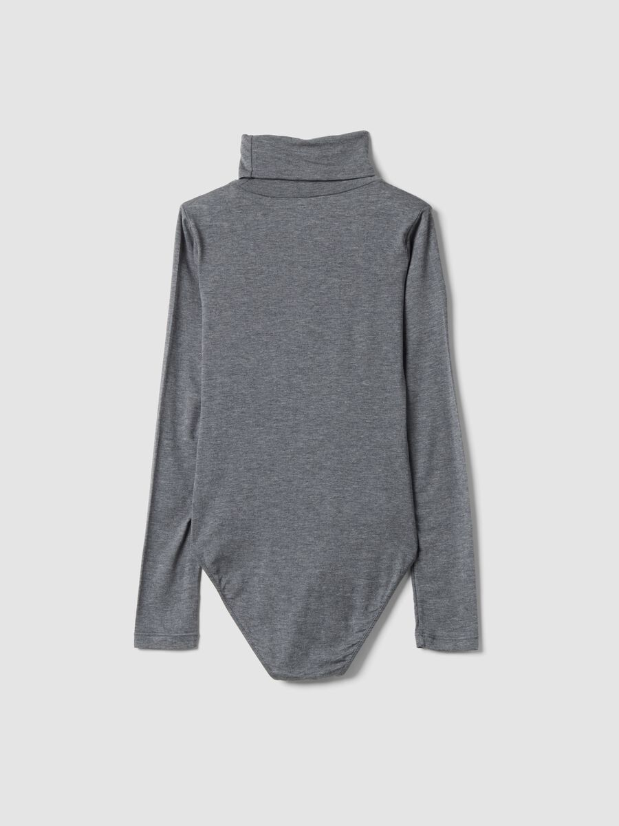 Grey m&eacute;lange modal and stretch wool crew-neck bodysuit_2