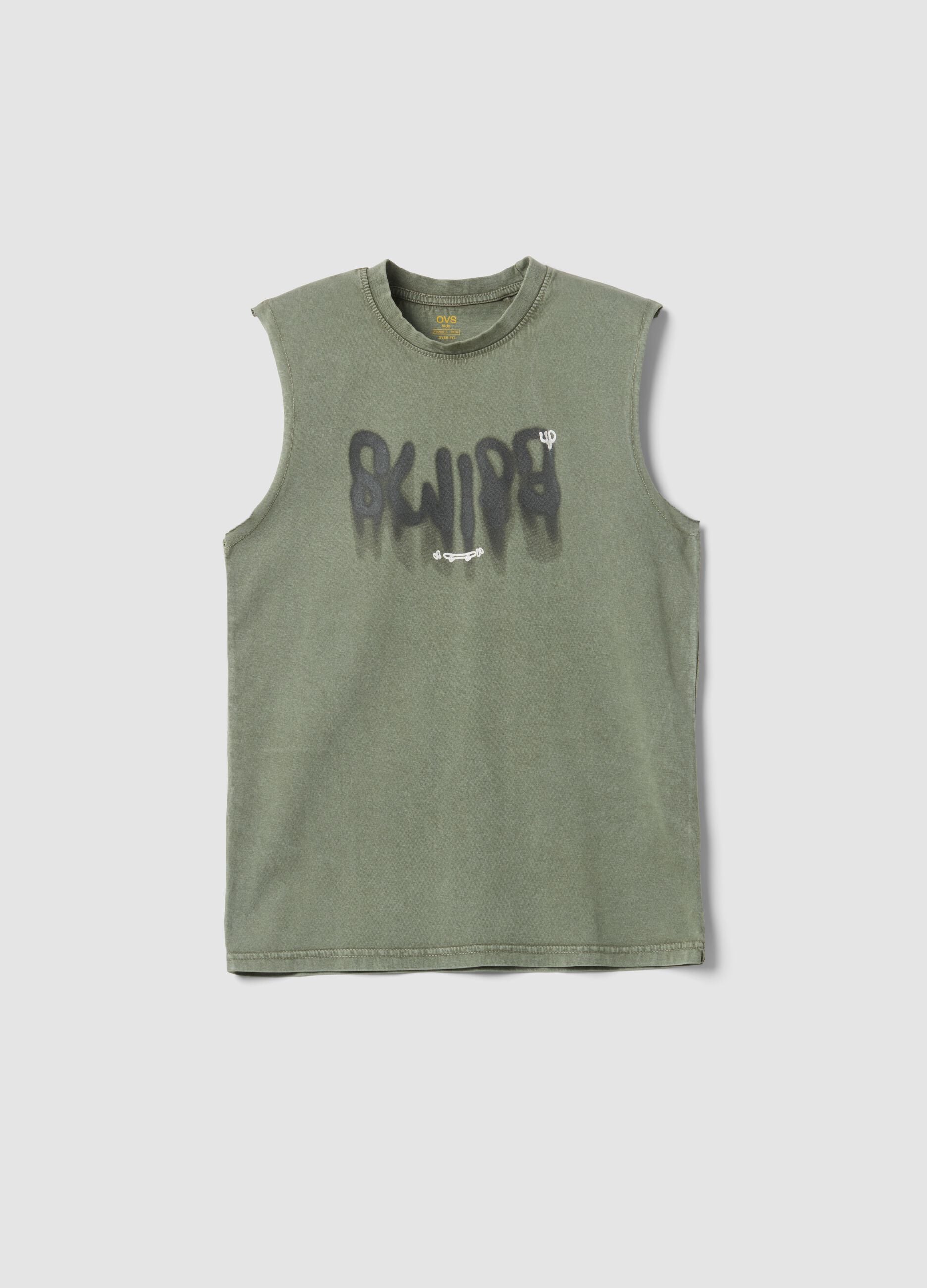Green pure cotton vest top
