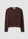 Brown crew-neck cardigan in lyocell and wool blend, oversized fit_4