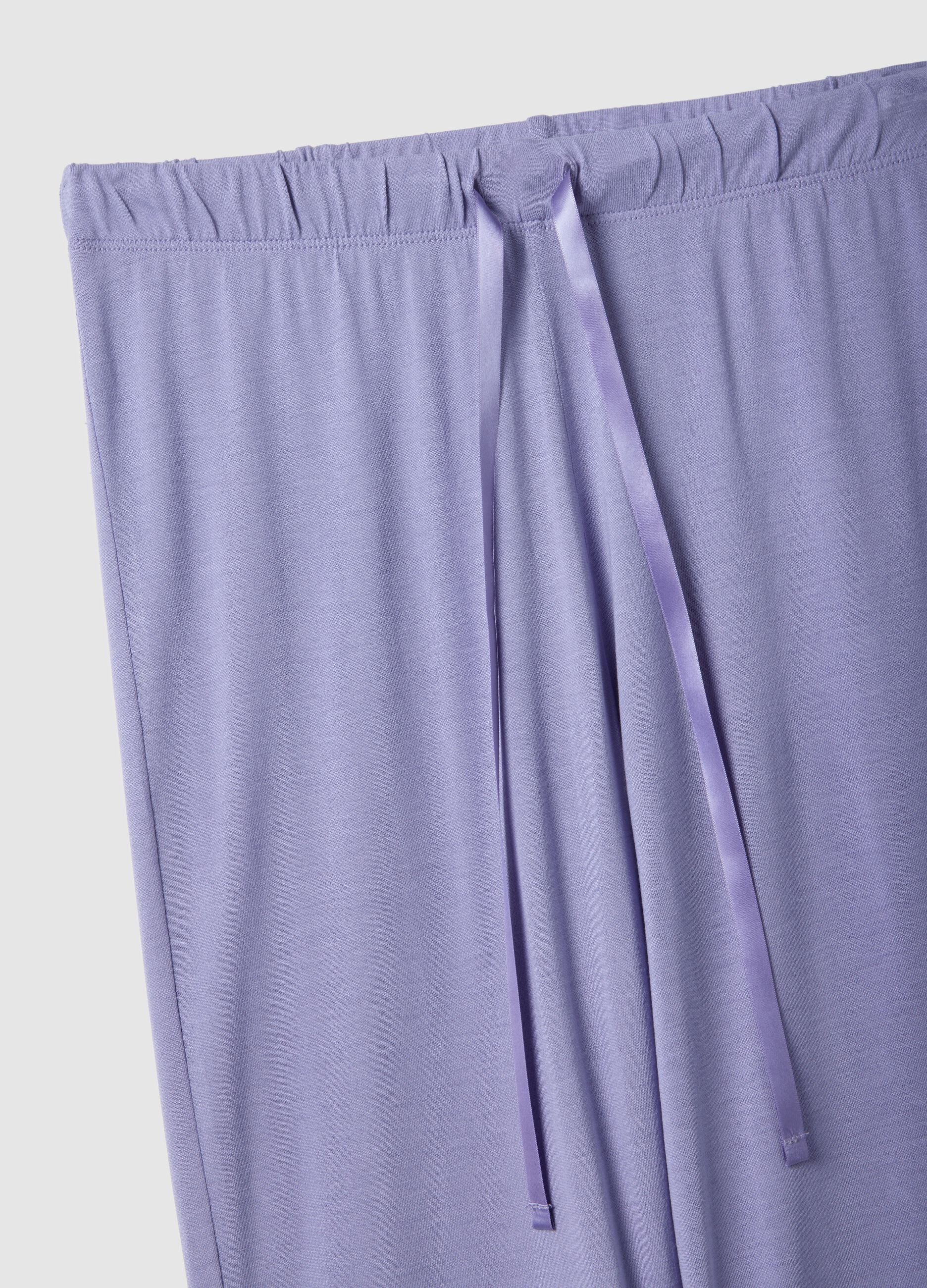 Purple pyjama trousers regular fit with lace details