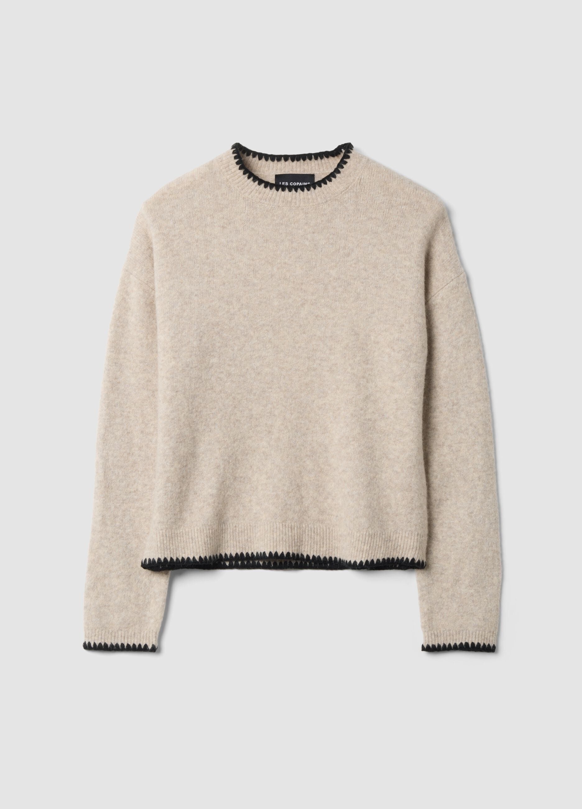 Beige stretch-wool oversized jumper