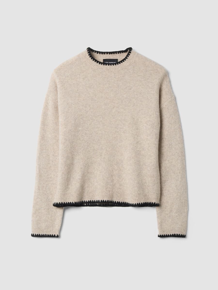 Beige stretch-wool oversized jumper_0
