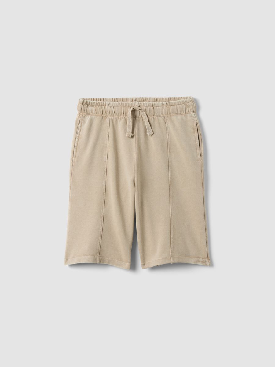 Pantaloni corti in puro cotone beige da ragazzo comfort fit_3