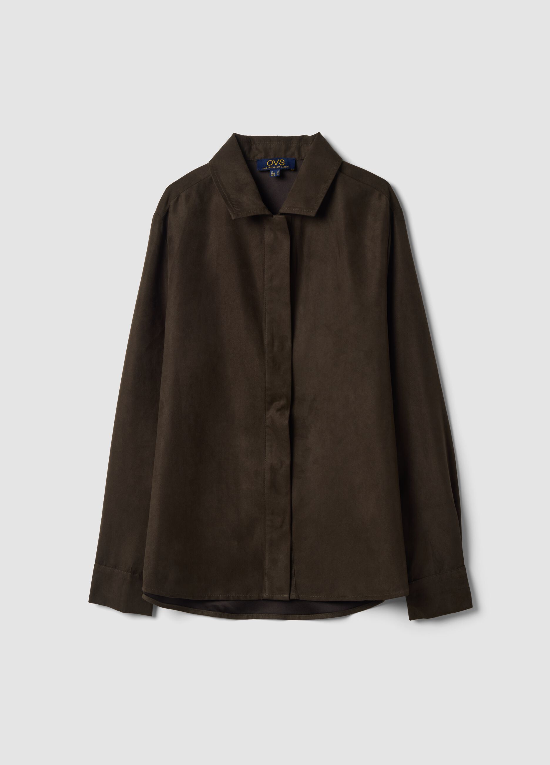 Brown regular-fit shirt with classic collar