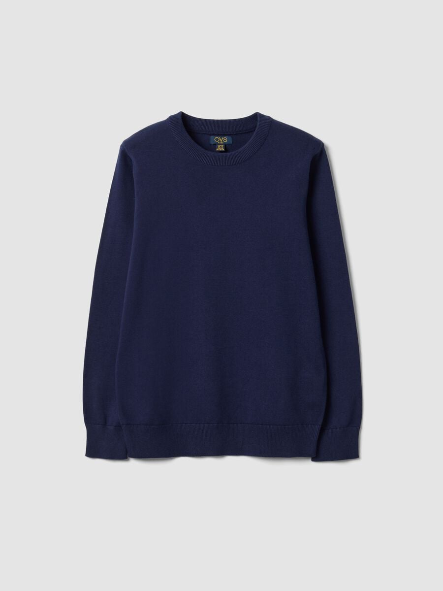 Maglia blu in puro cotone a maniche lunghe regular fit per ragazzo_3