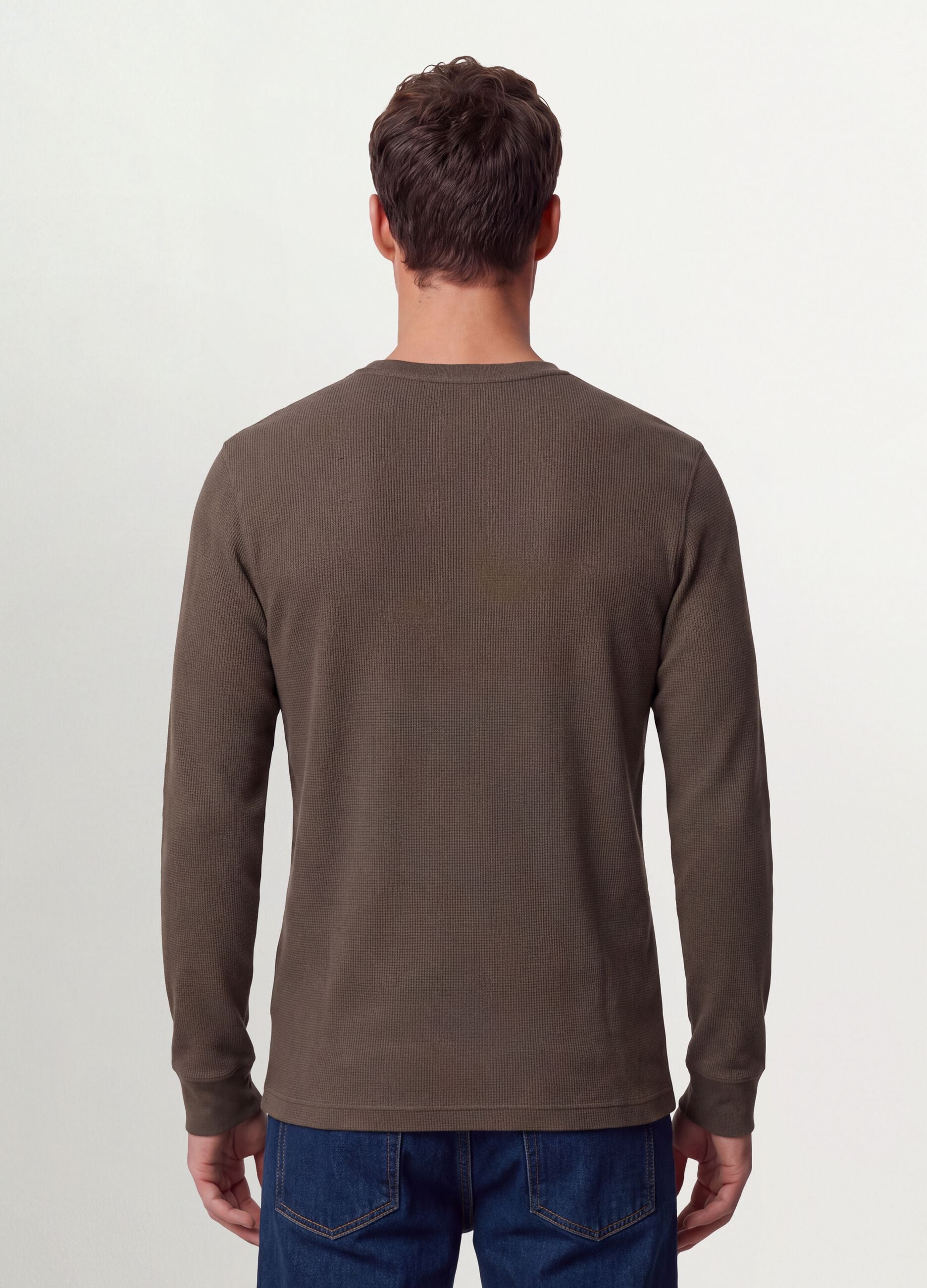 Brown honeycomb viscose-blend T-shirt, regular fit