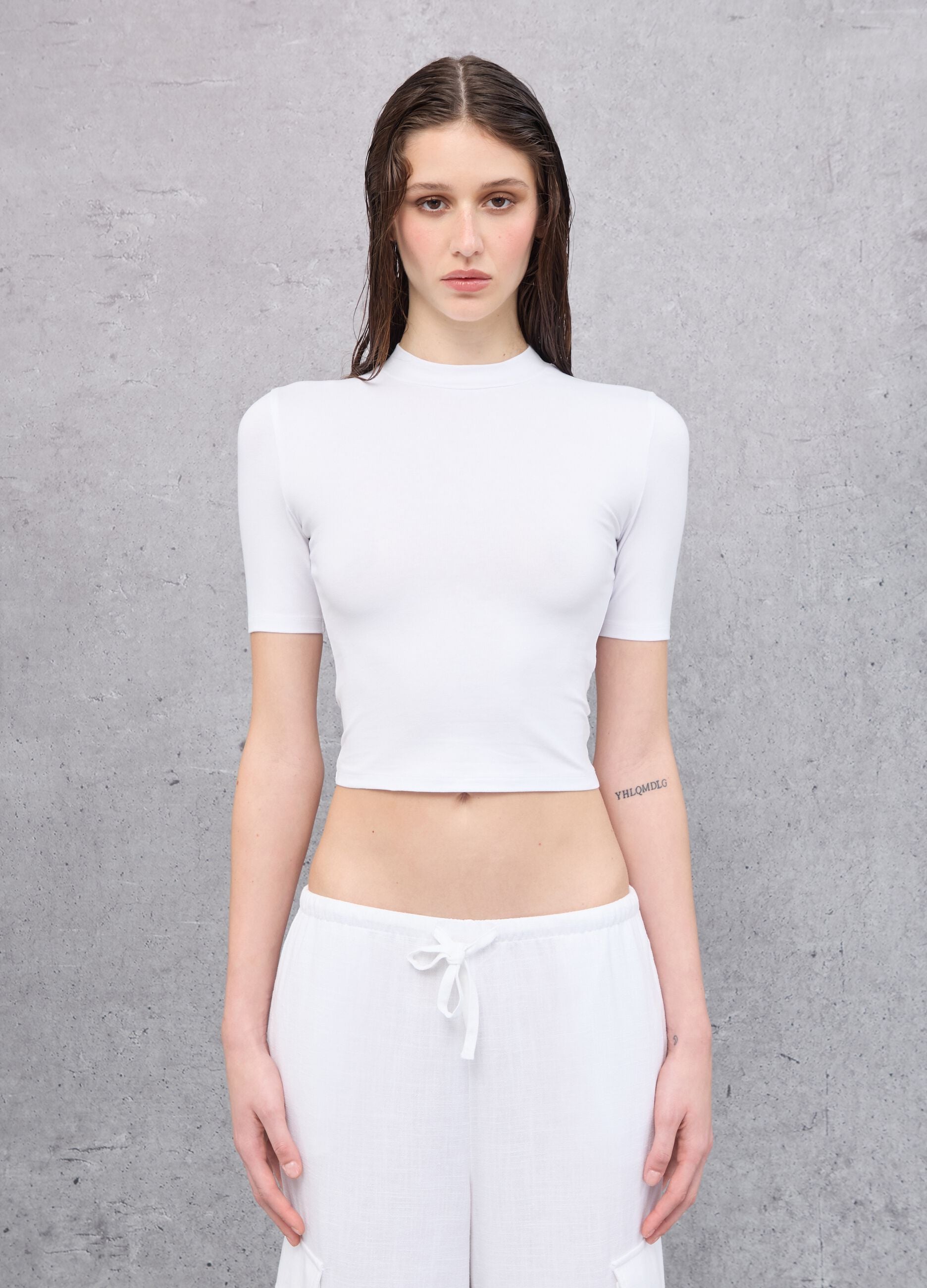 Mockneck White T-shirt