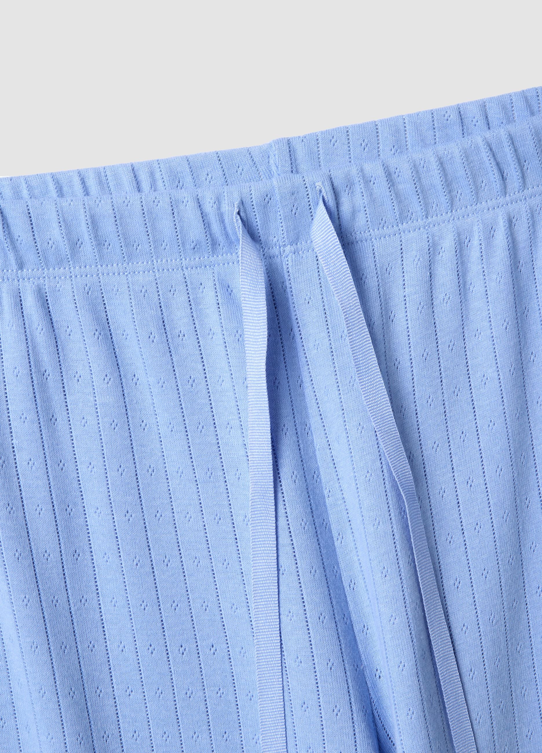 Blue pure cotton regular fit pyjama trousers