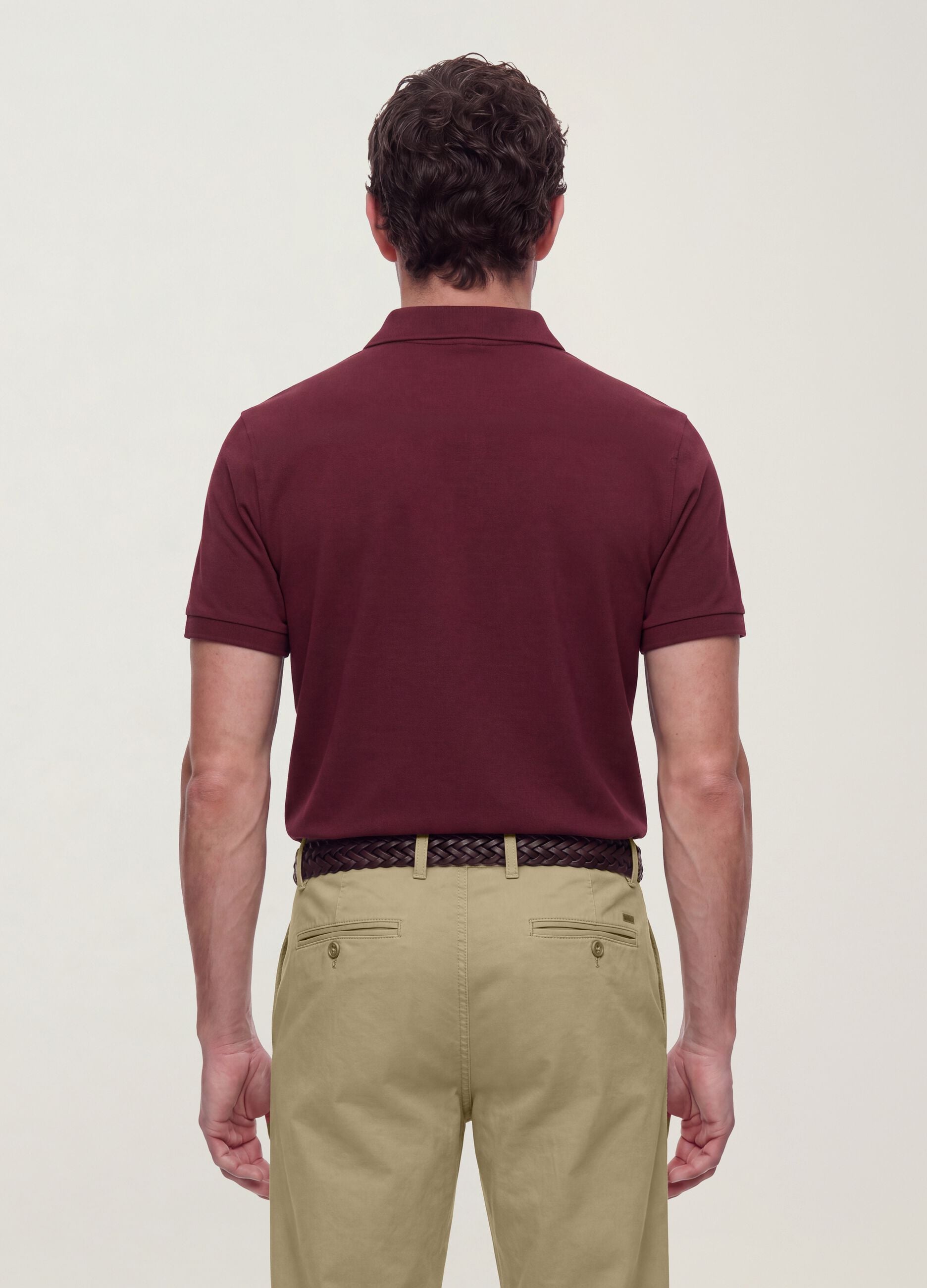 Red pure cotton piqu&eacute; polo shirt with classic collar, regular fit