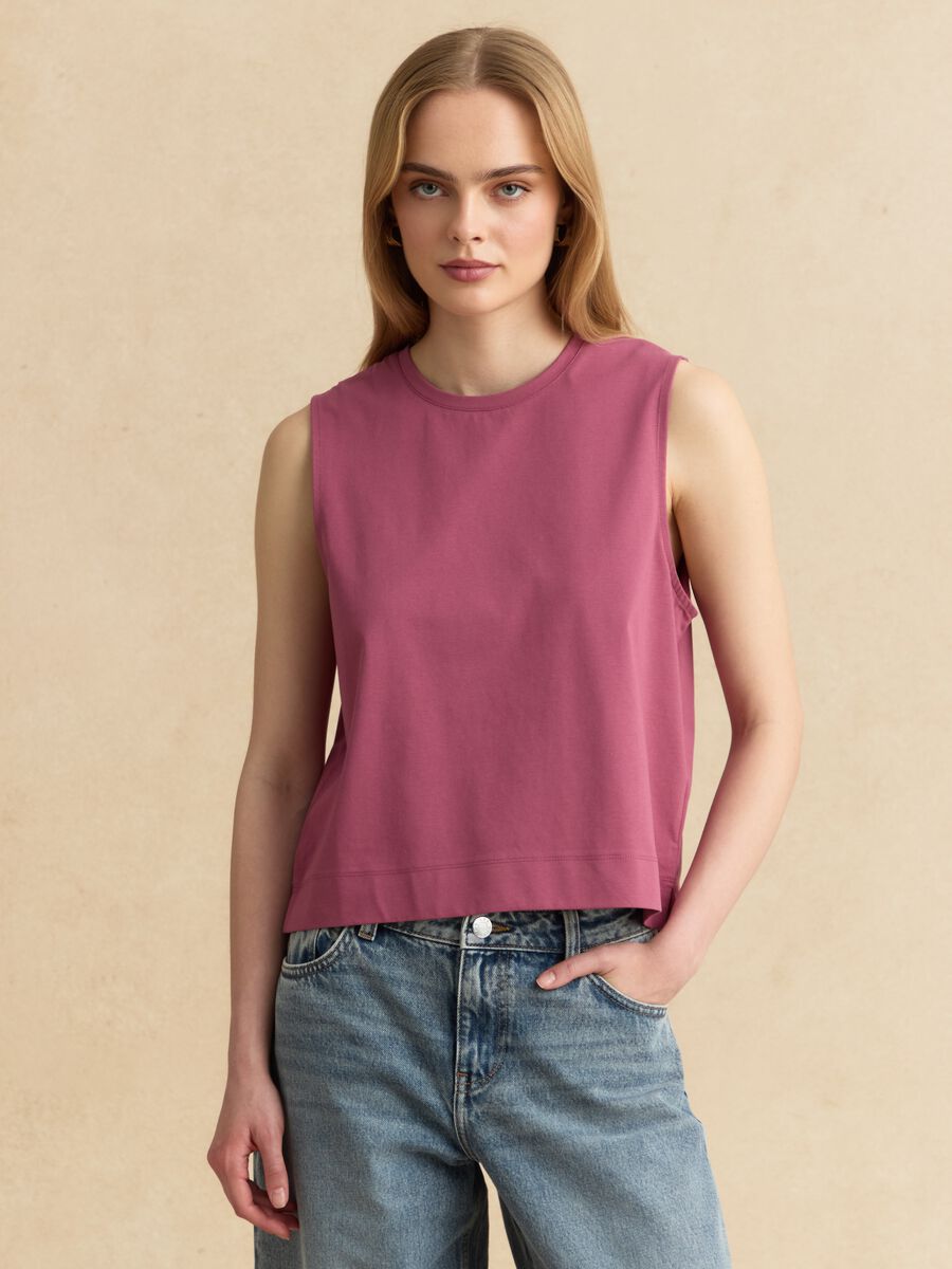 Pink cotton-blend tank top_1
