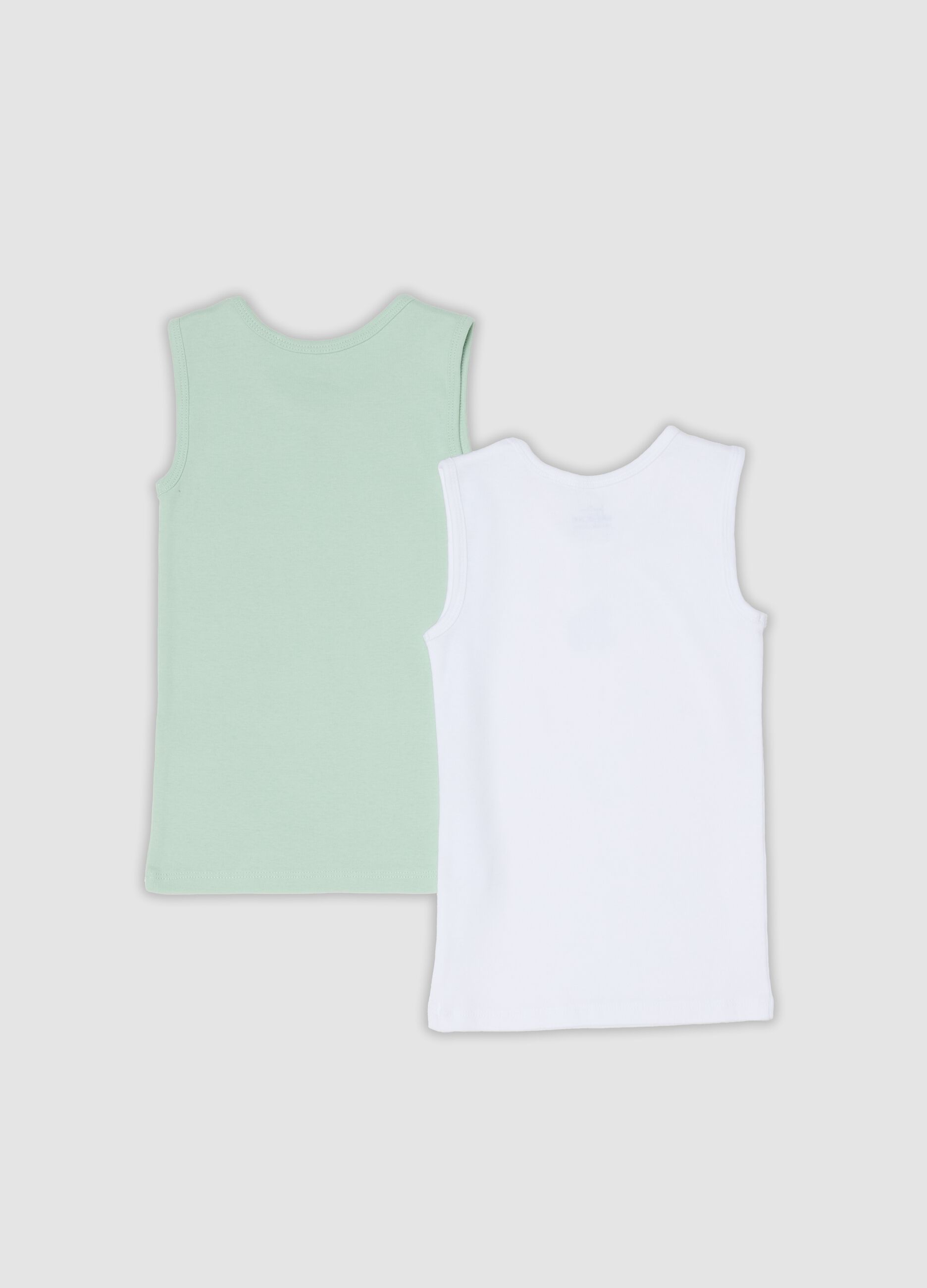 2-pack multicolour organic cotton sleeveless vests with print for baby