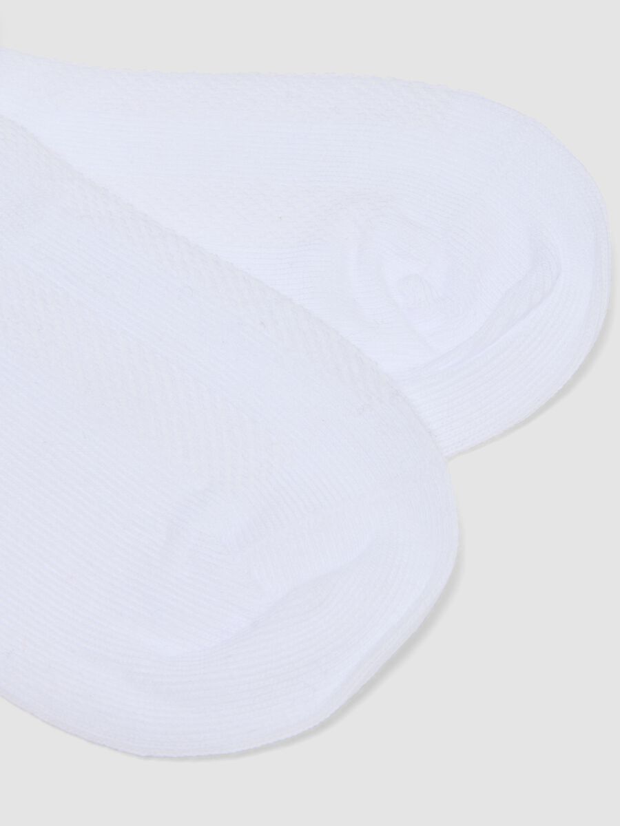 White organic cotton-blend ankle socks with ruffle trim for girls_2