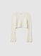 Girl's white pure cotton cardigan with regular fit, knit_4