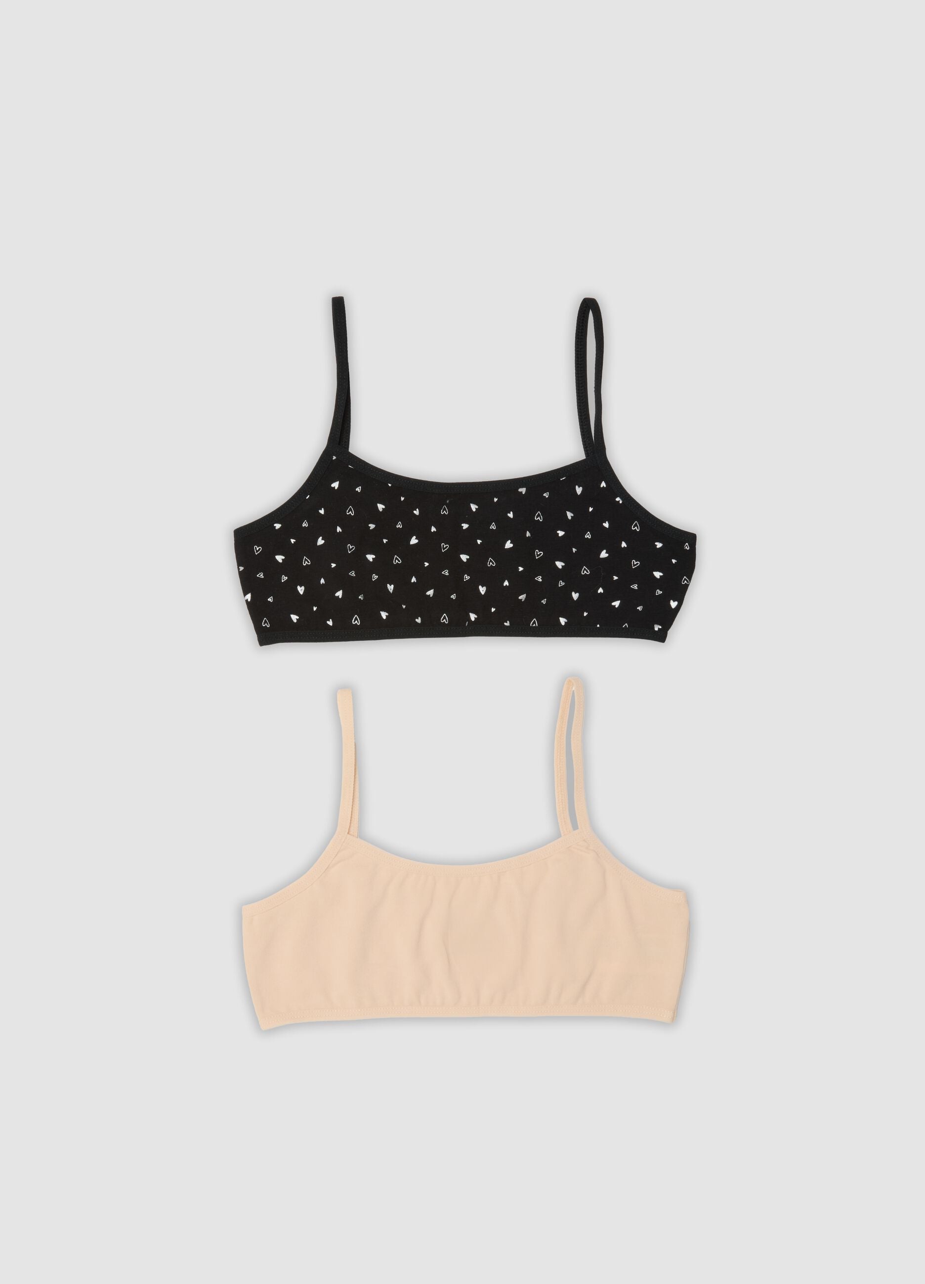 2-pack of multicoloured stretch organic cotton bralettes for girls