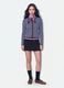 Blue crew-neck striped oversized cardigan in lyocell and wool blend_0