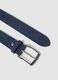 Blue genuine leather belt with metal buckle_1