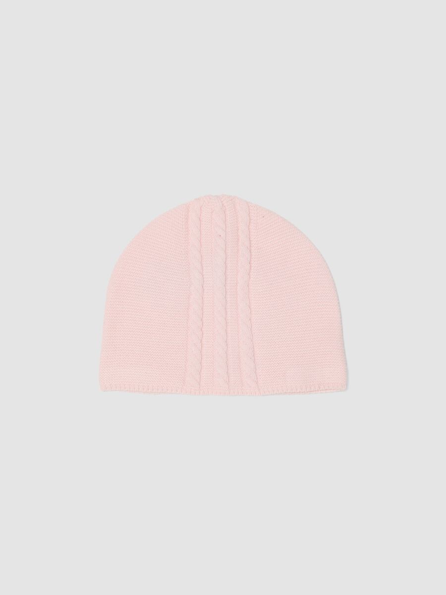 Pink pure organic cotton knitted hat for baby girl_0