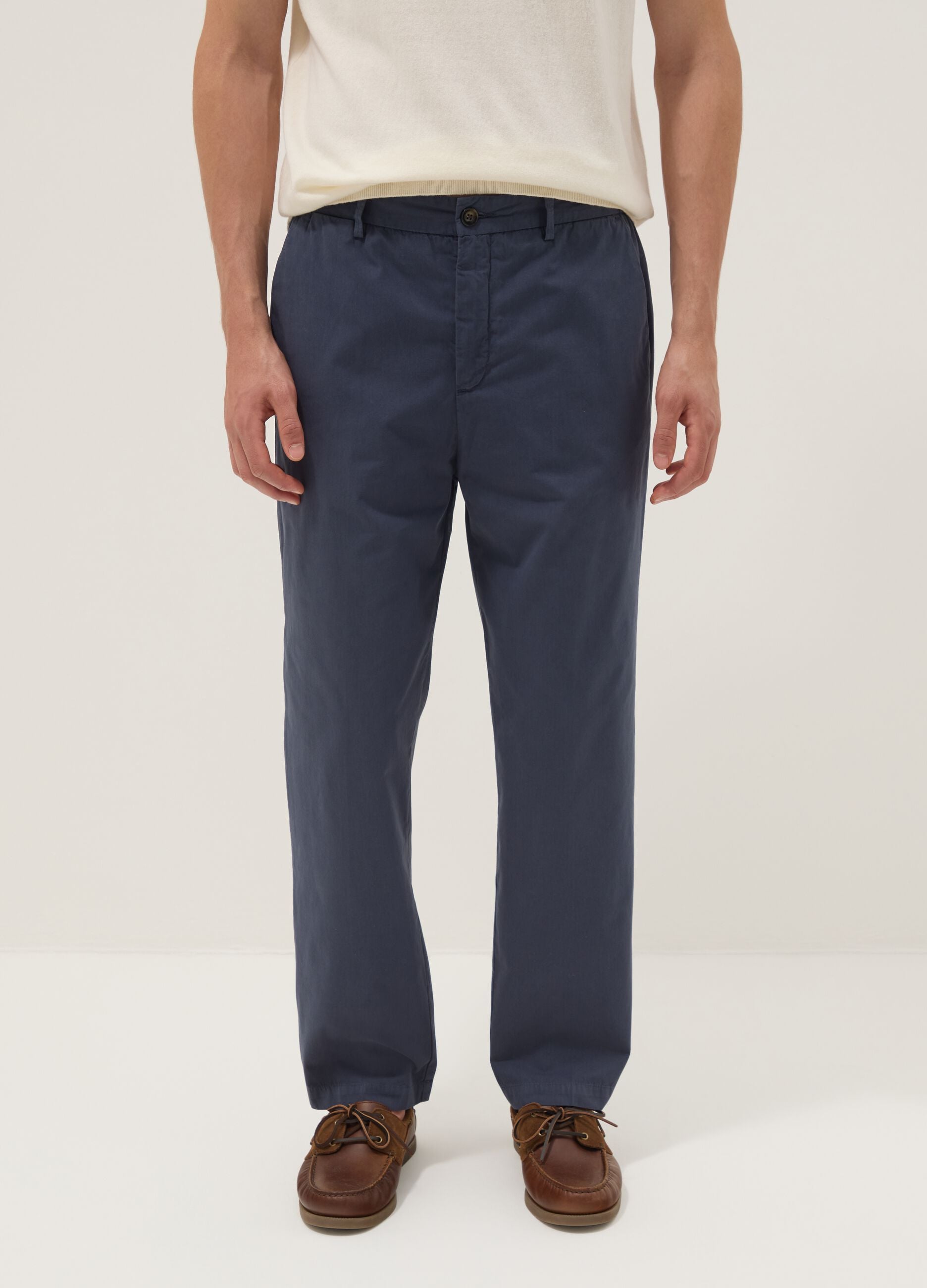 Blue pure cotton carrot-fit chinos