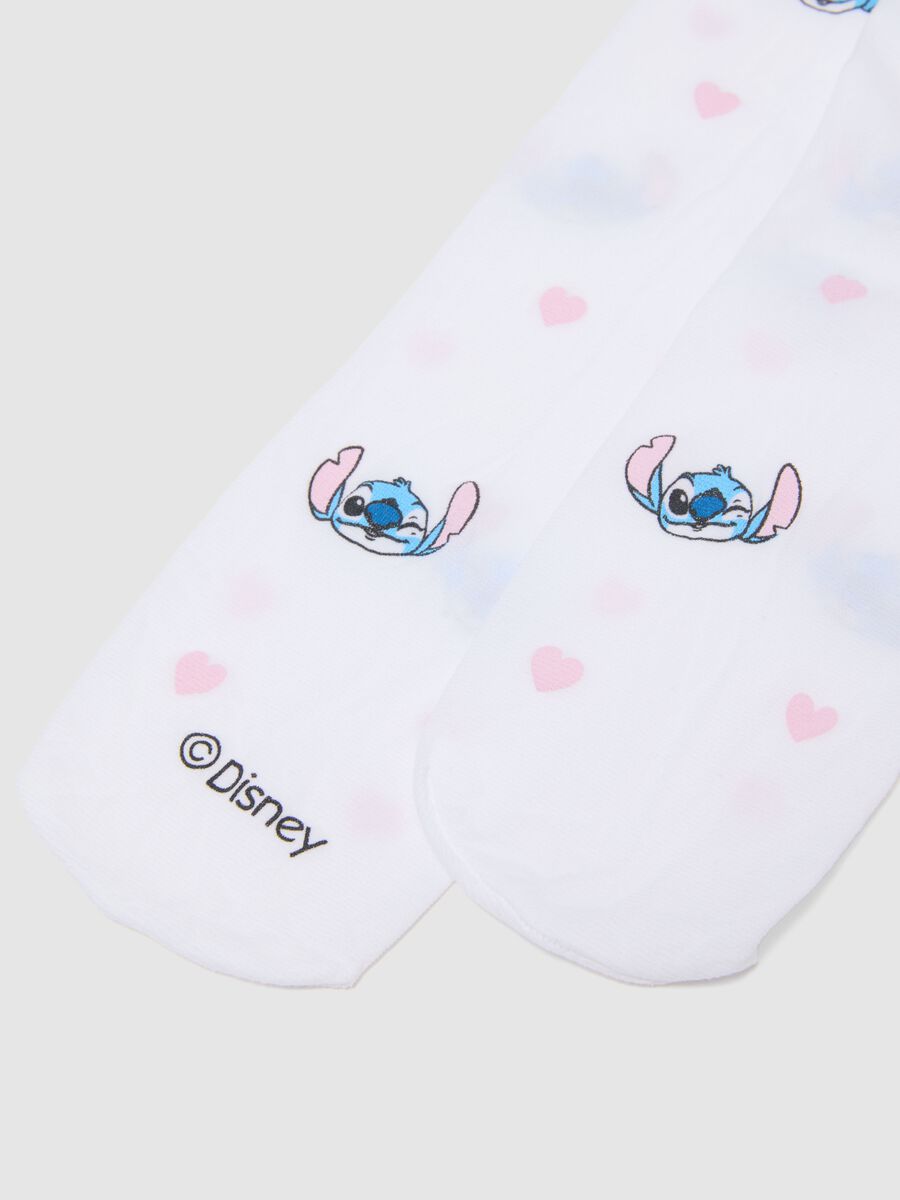 Girls' white stretchy tights with Lilo & Stitch designs_2