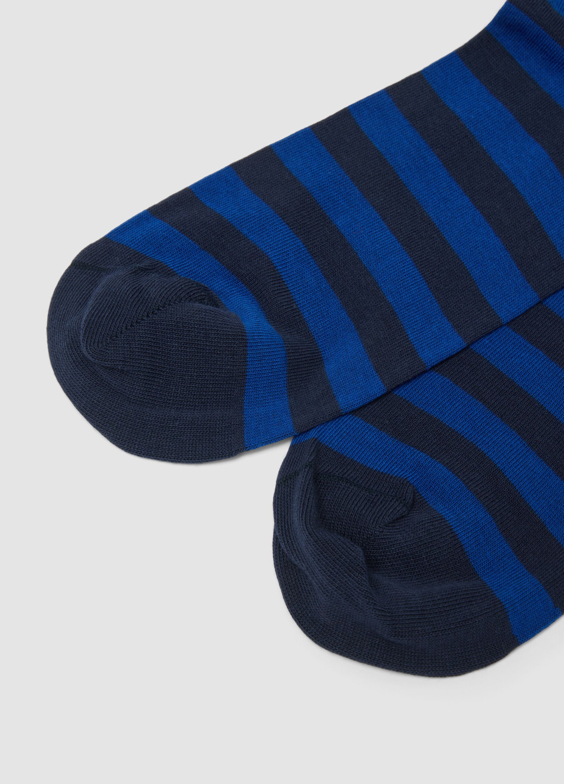 Two-pack of blue stretch cotton blend socks