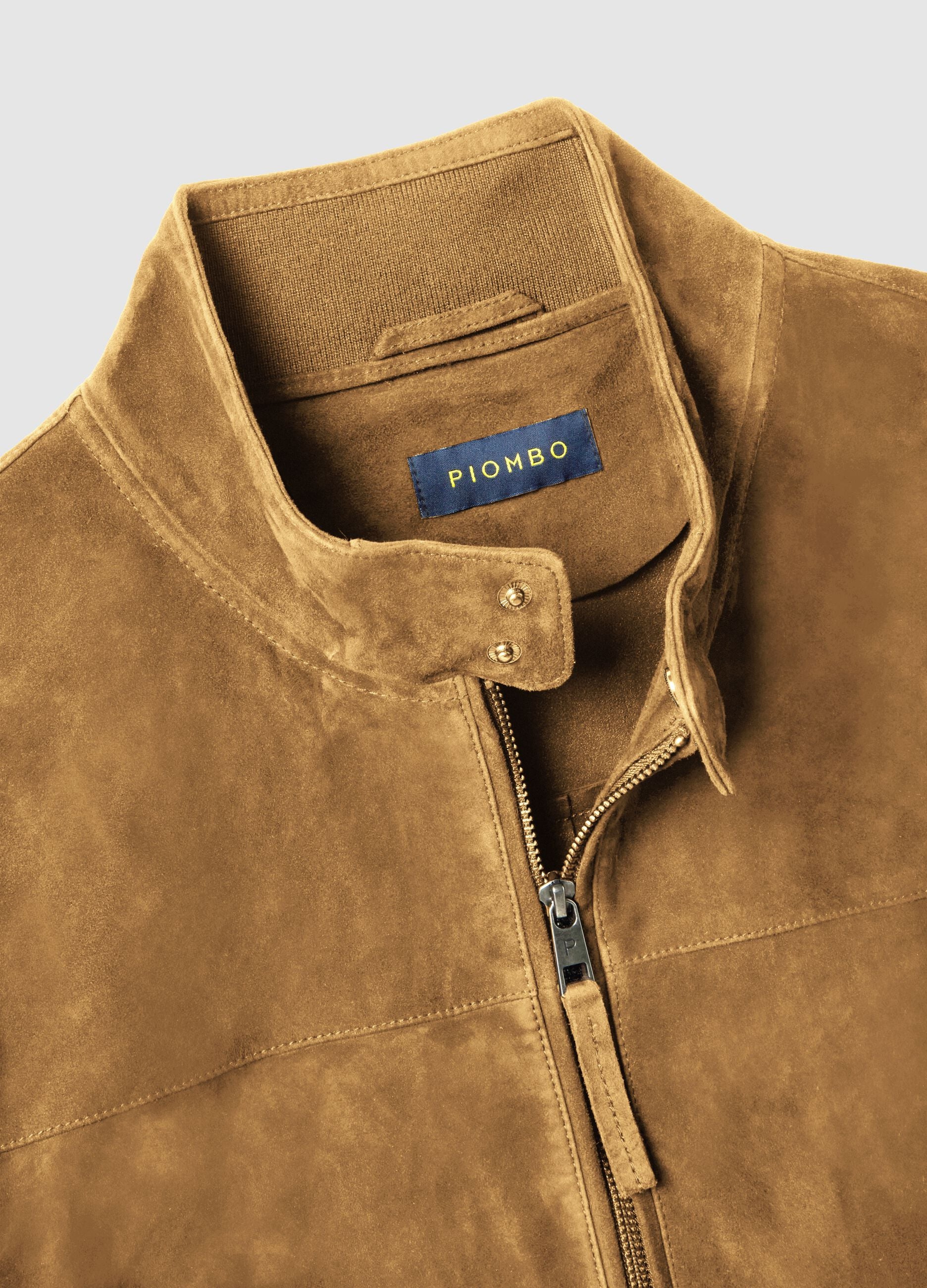 Beige Genuine Leather Jacket Regular Fit with Zip