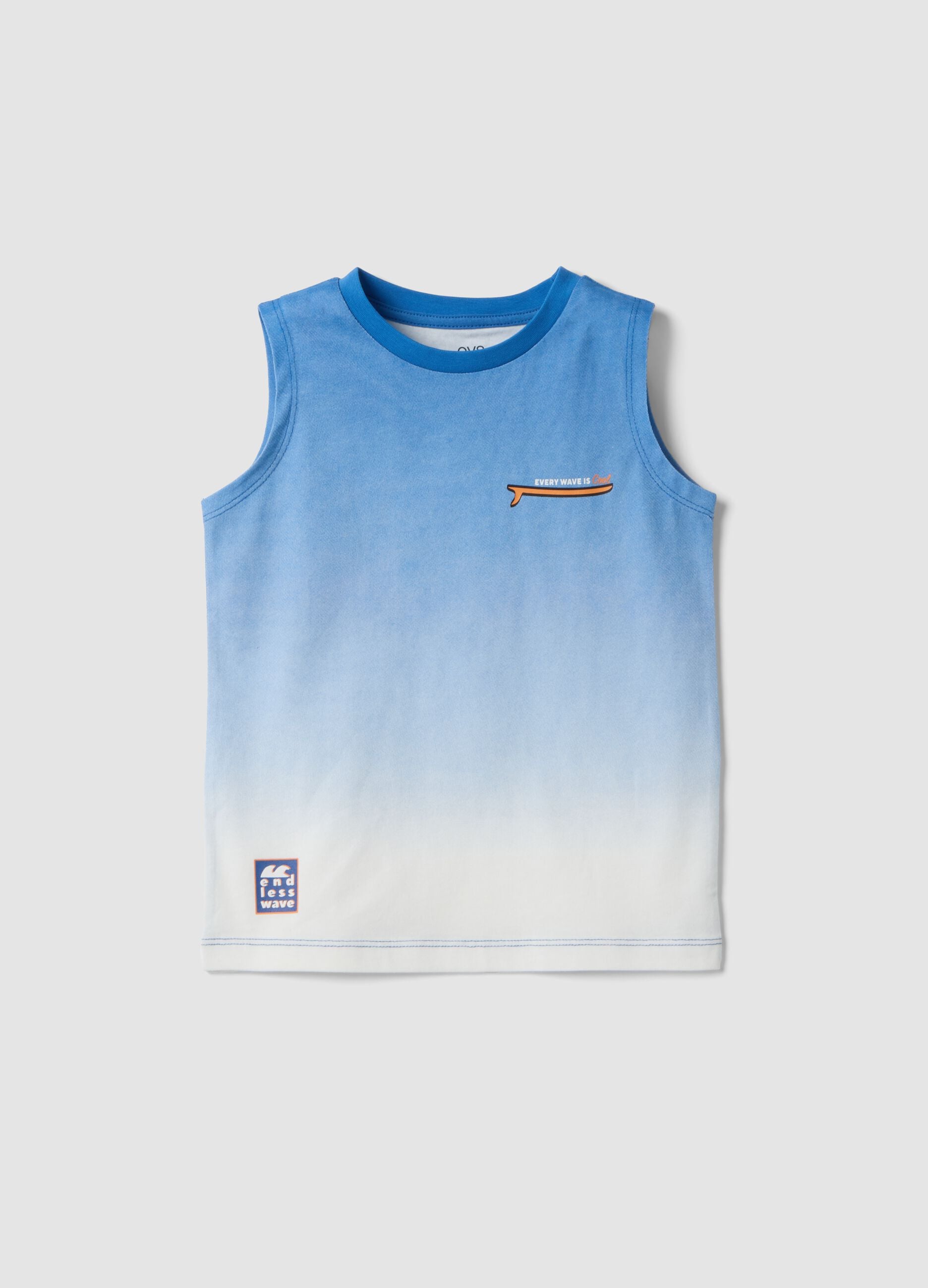 Blue ombr&eacute; pure cotton vest top