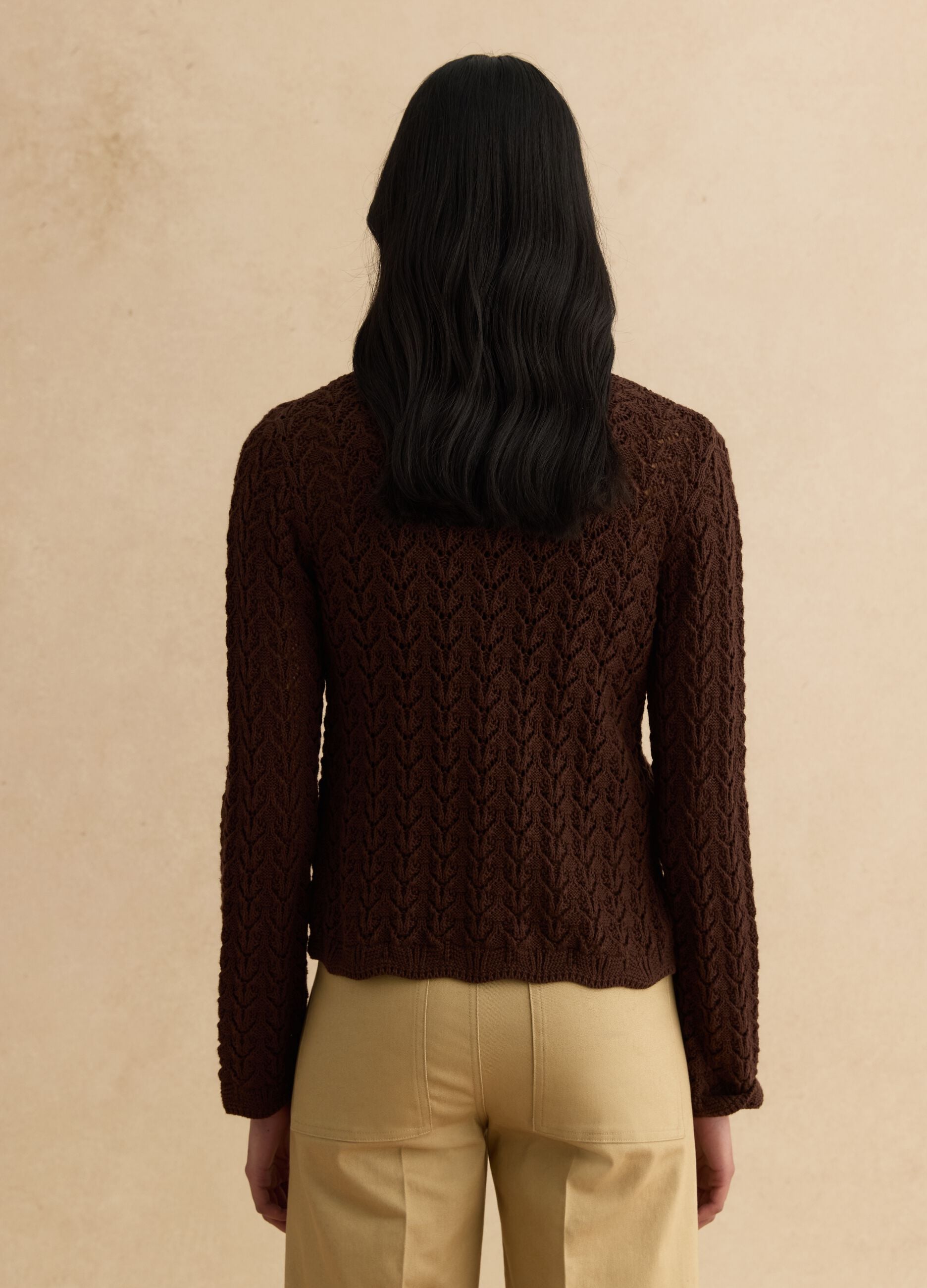 Brown Cardigan in Pure Cotton