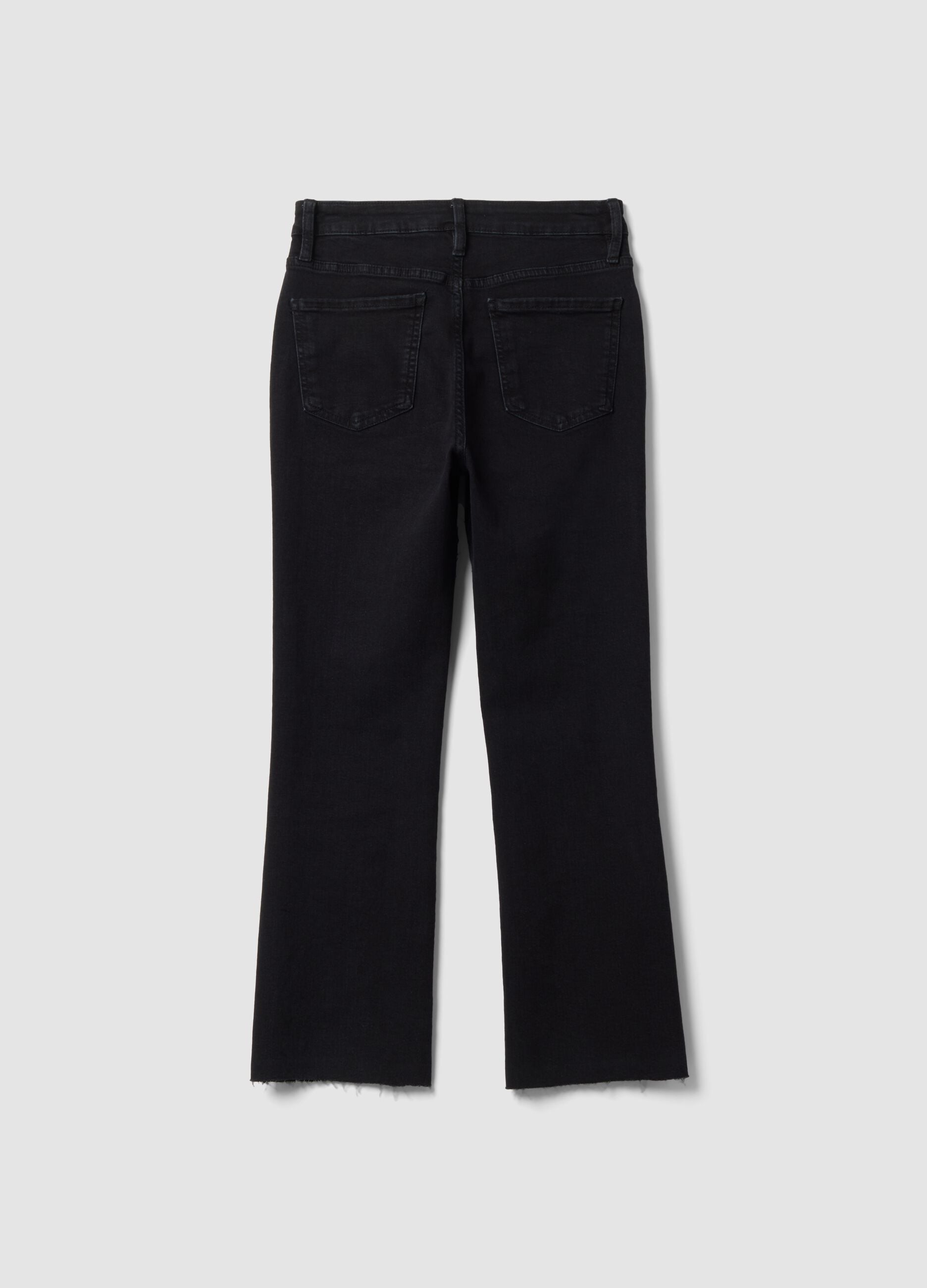 Black stretch-cotton denim flare-fit jeans