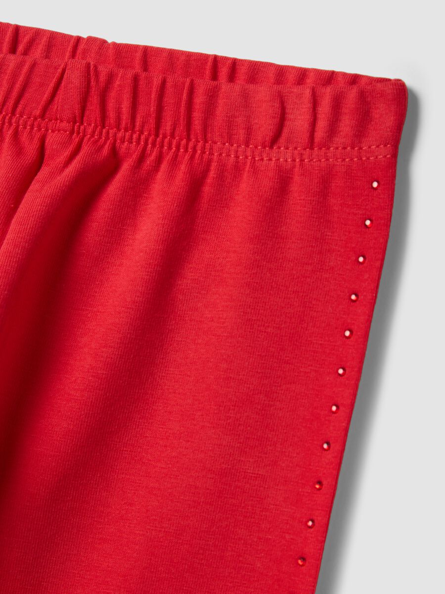 Leggings in cotone elasticizzato rossi da bimba slim fit_2