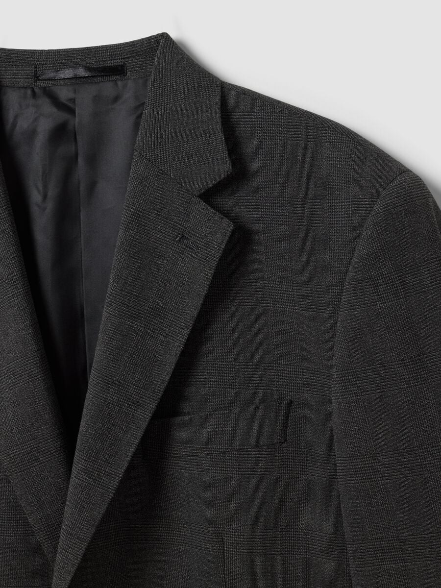 Blazer grigio in viscosa elasticizzata con rever classico slim fit_5