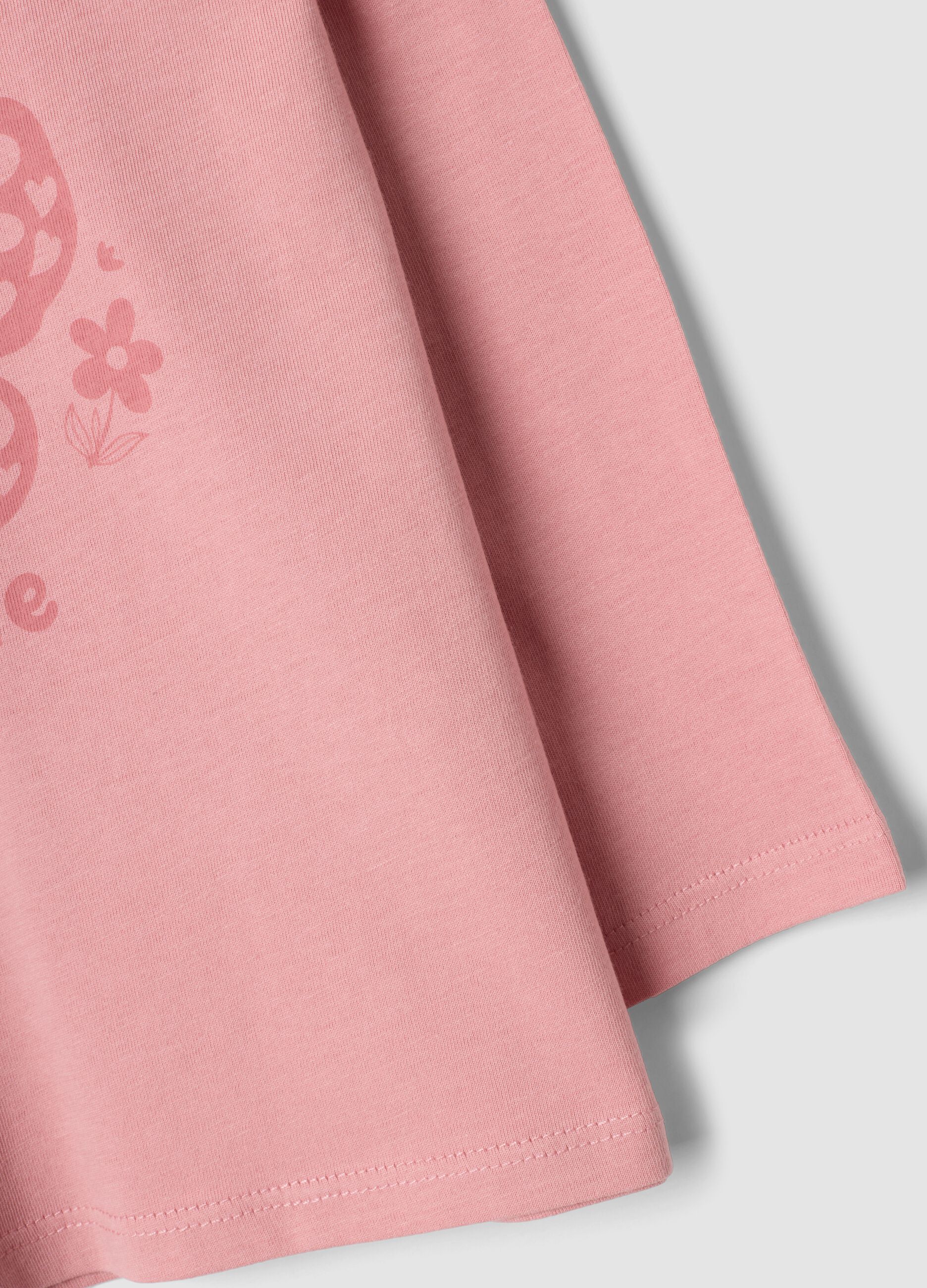 Pink organic cotton crew-neck T-shirt