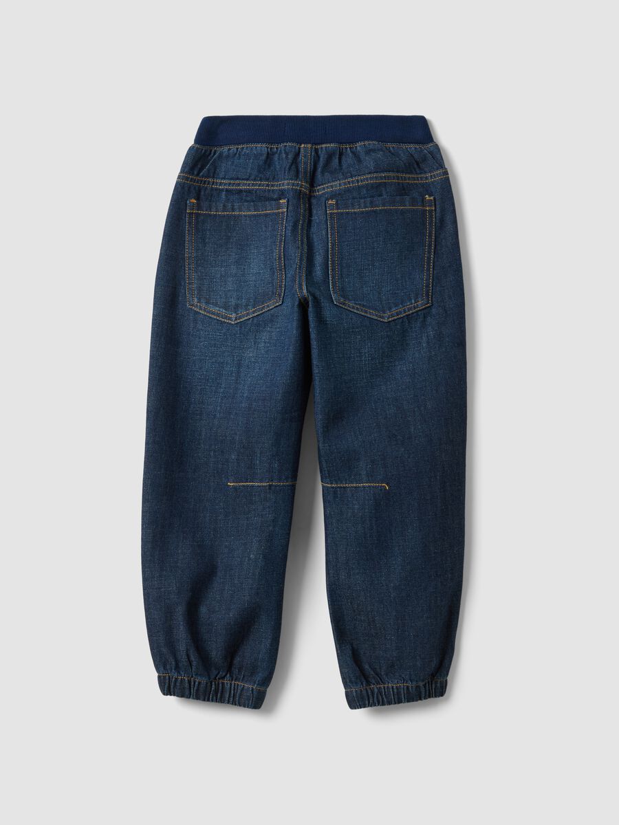 Blue denim joggers in a cotton-viscose blend with elasticated waist, relaxed fit_1