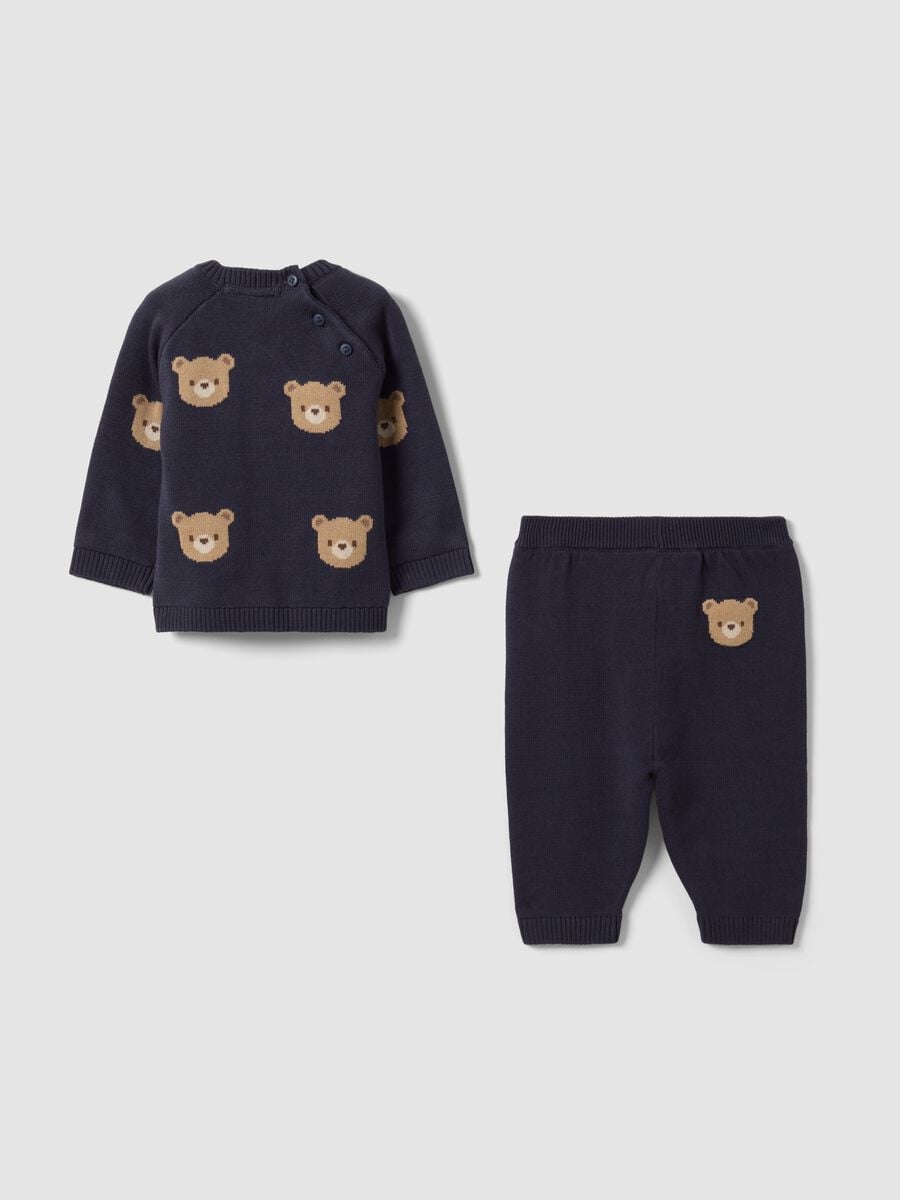 Black 100% cotton baby set with teddy bear top and trousers_1