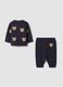 Black 100% cotton baby set with teddy bear top and trousers_1
