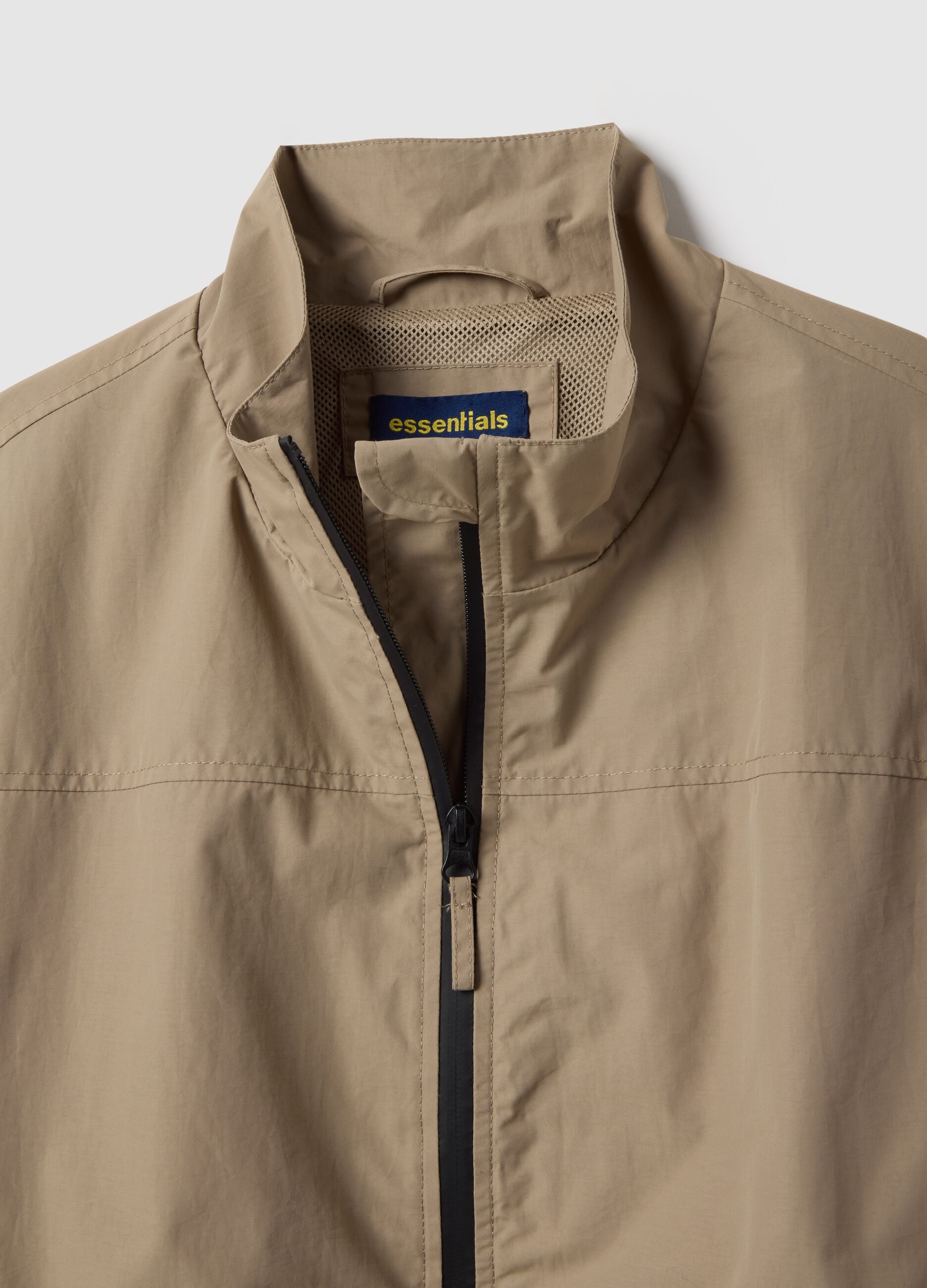 Beige regular fit bomber jacket with zip