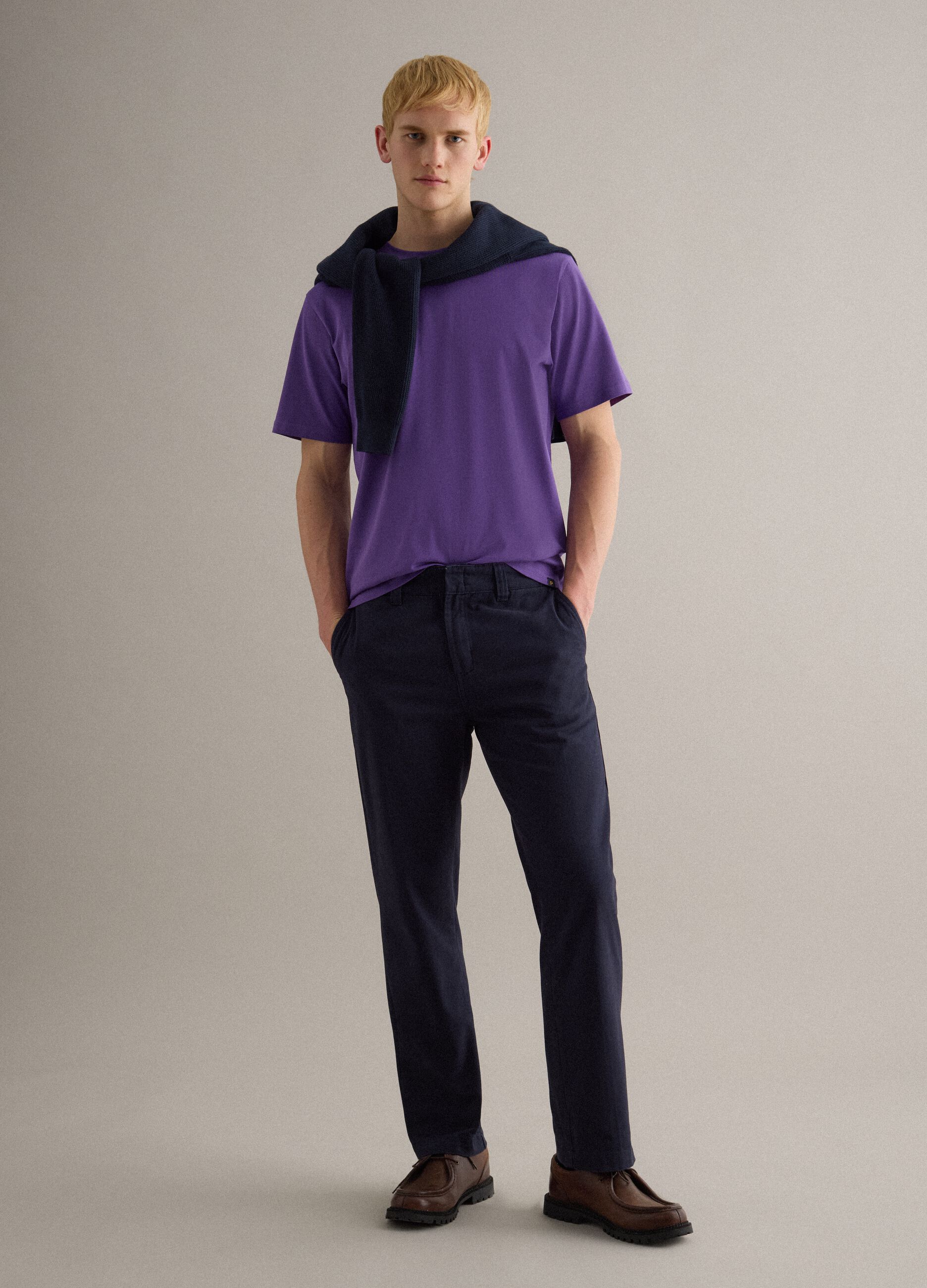 Violet pure cotton crew neck T-shirt relaxed fit